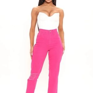 Hot pink mom jeans